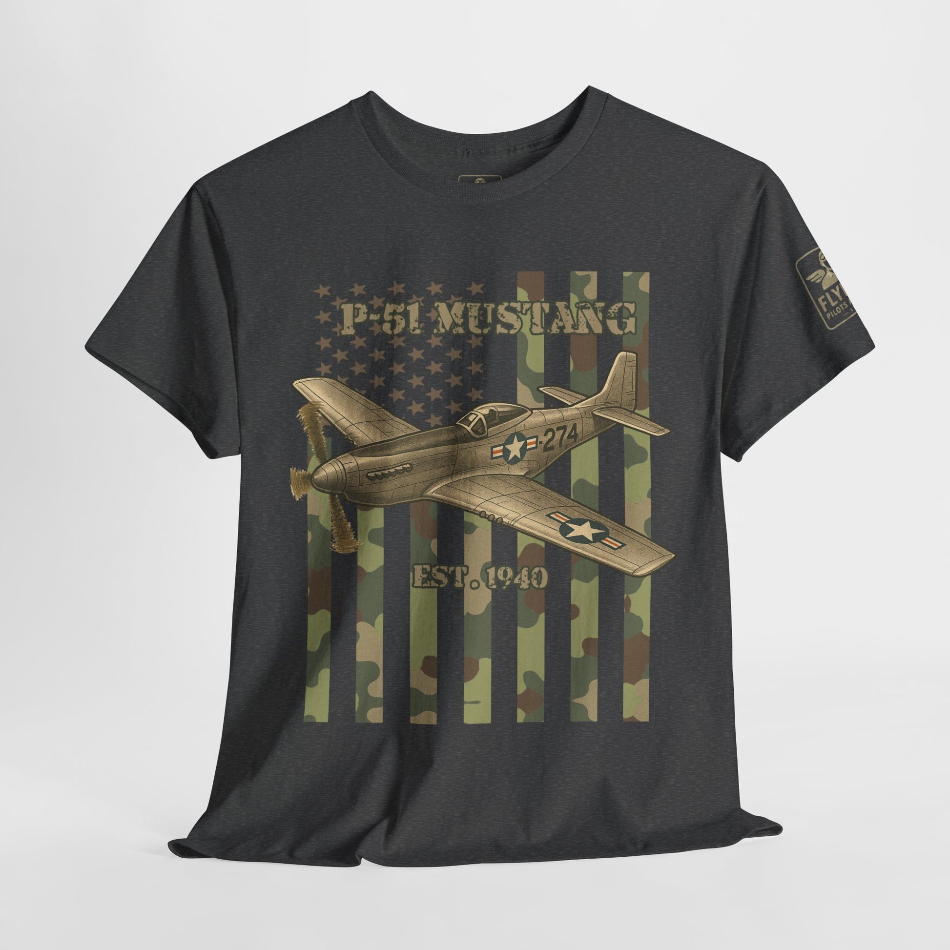 P-51 Mustang Camo Flag - T-Shirt