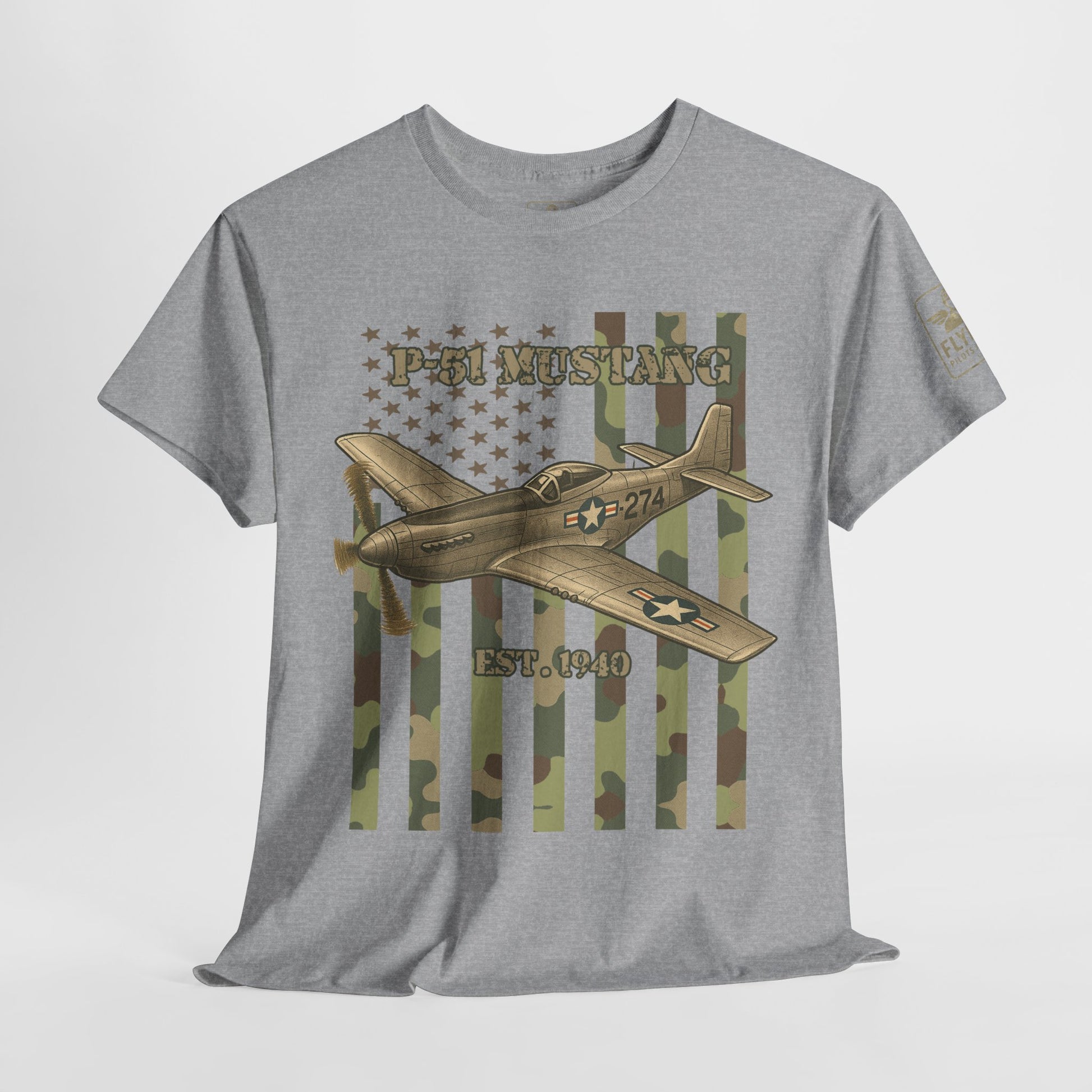 P-51 Mustang Camo Flag - T-Shirt