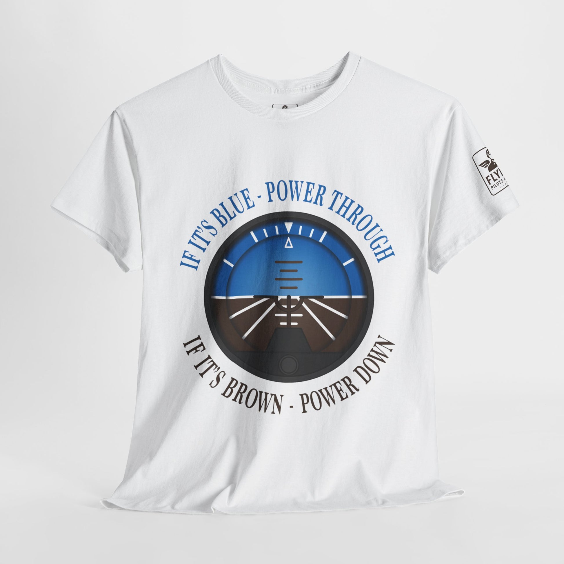 Blue, Power Through - Brown, Power Down - T-Shirt