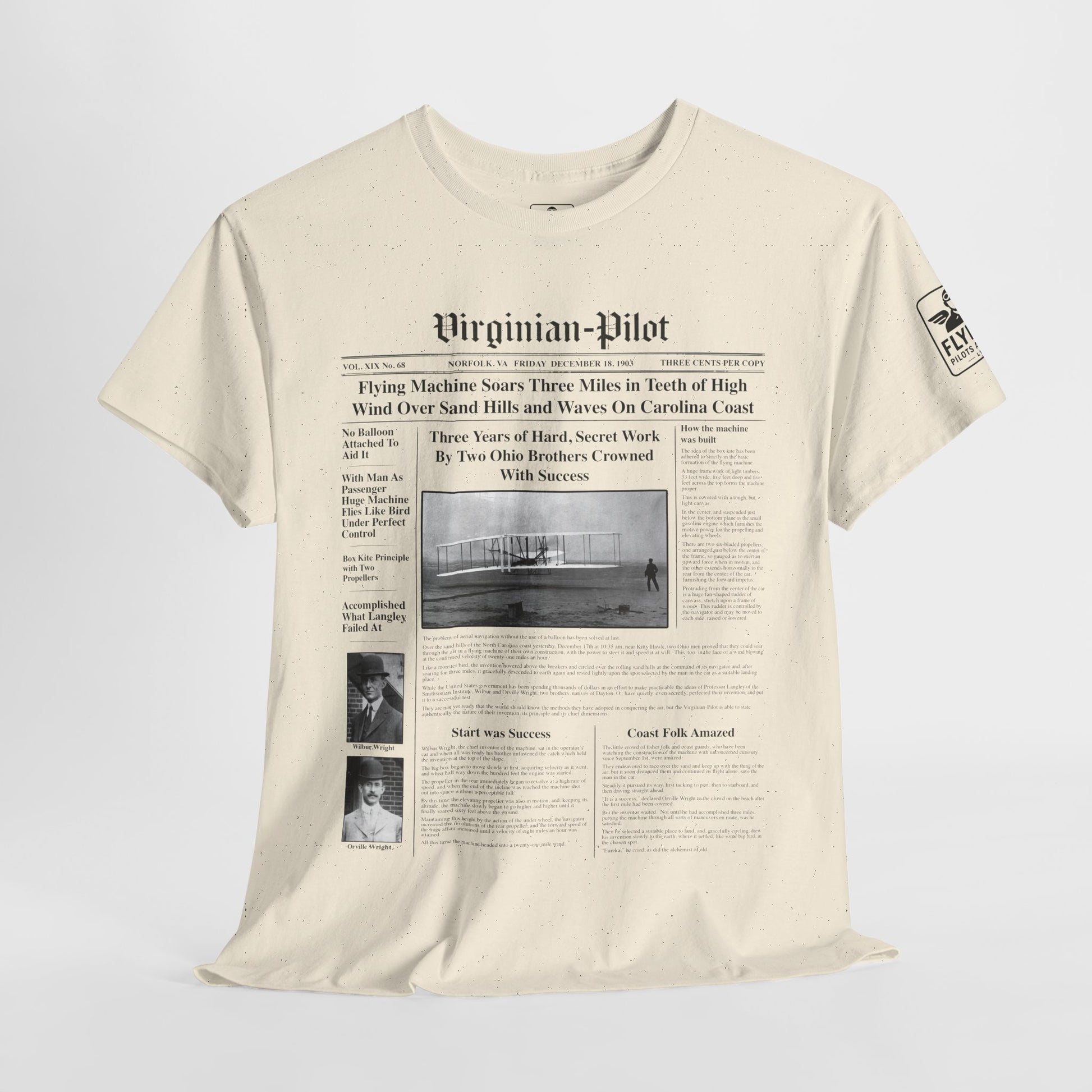 Wright Brothers First Flight News Article - T-Shirt