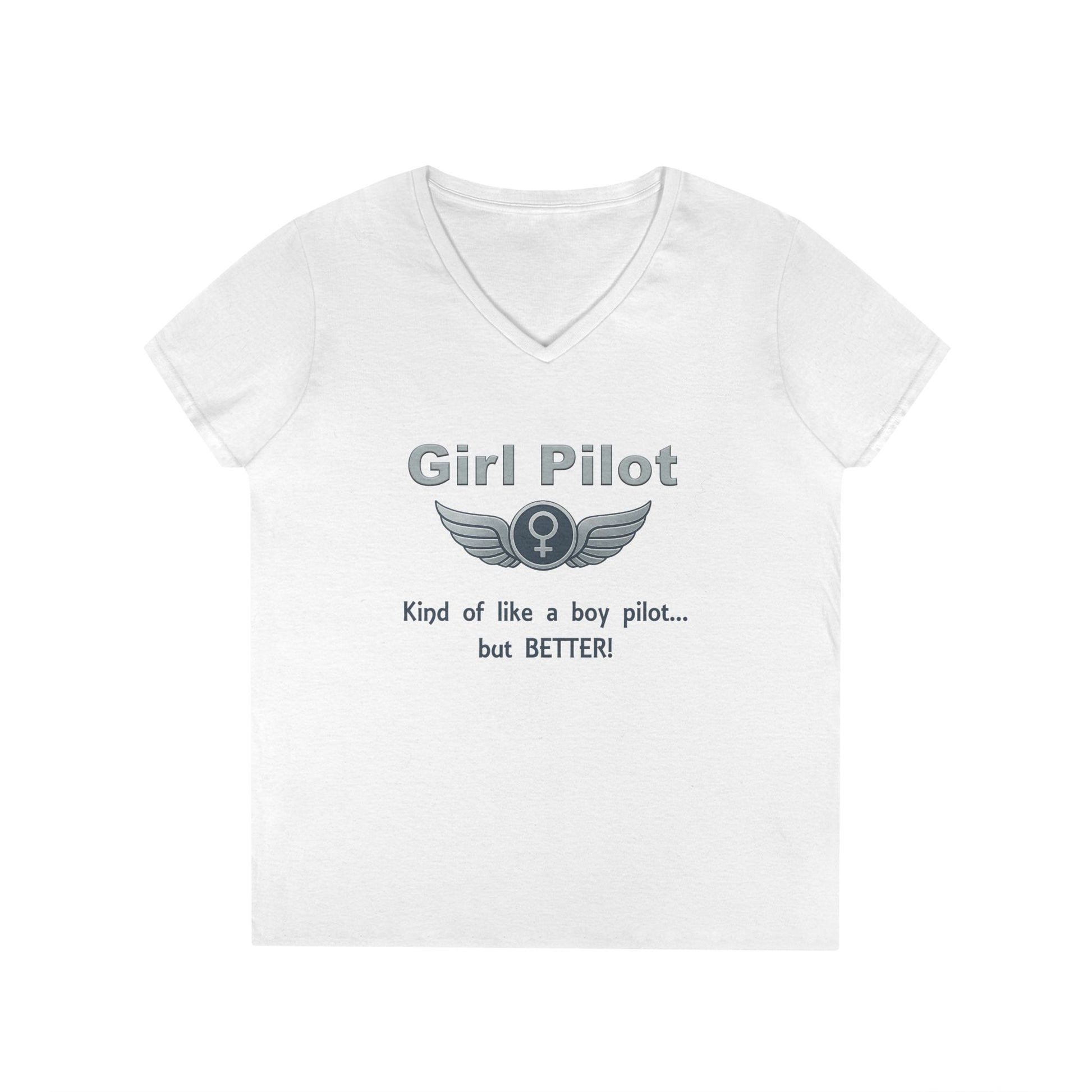 Girl Pilot. Like a boy but better! - Ladies V-Neck