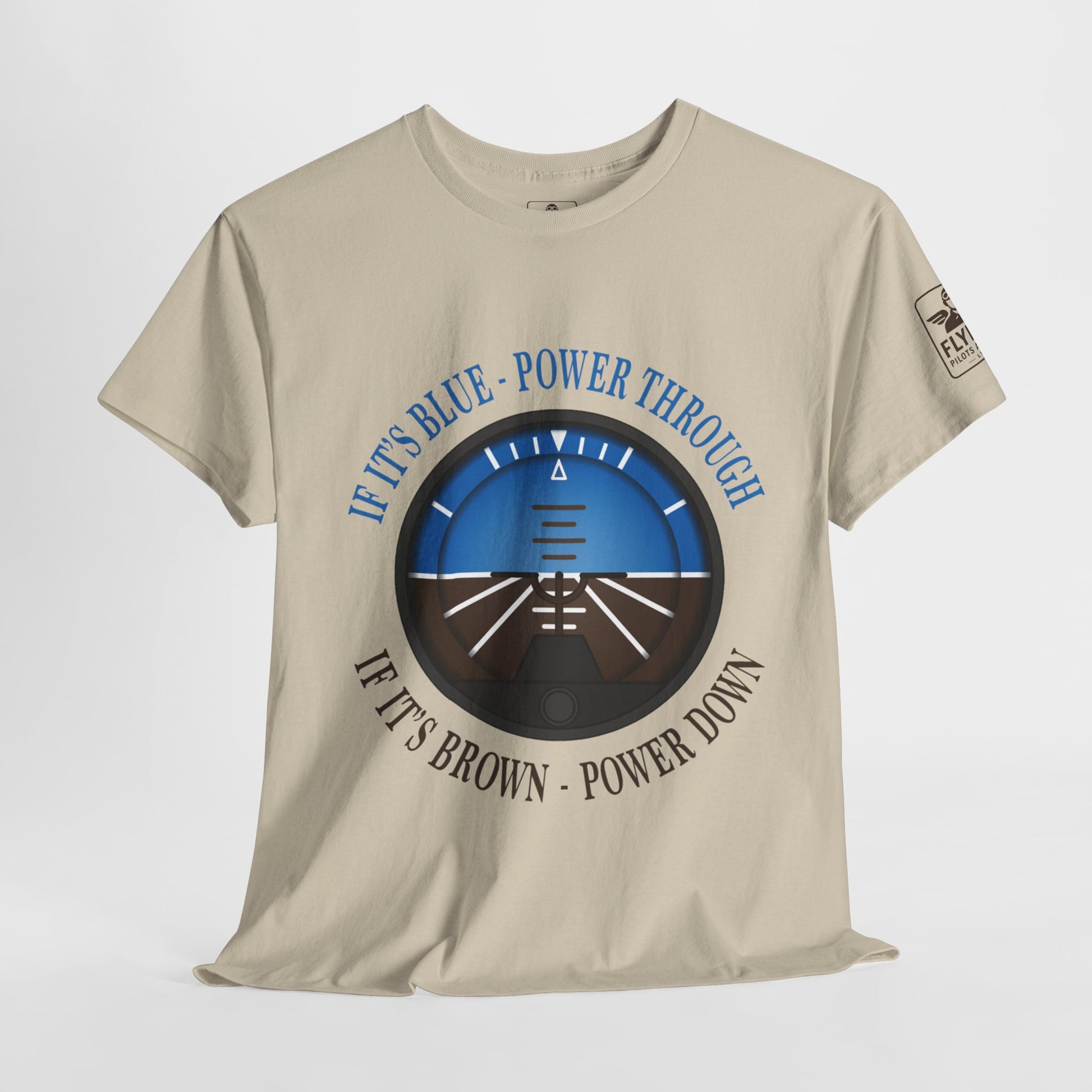 Blue, Power Through - Brown, Power Down - T-Shirt