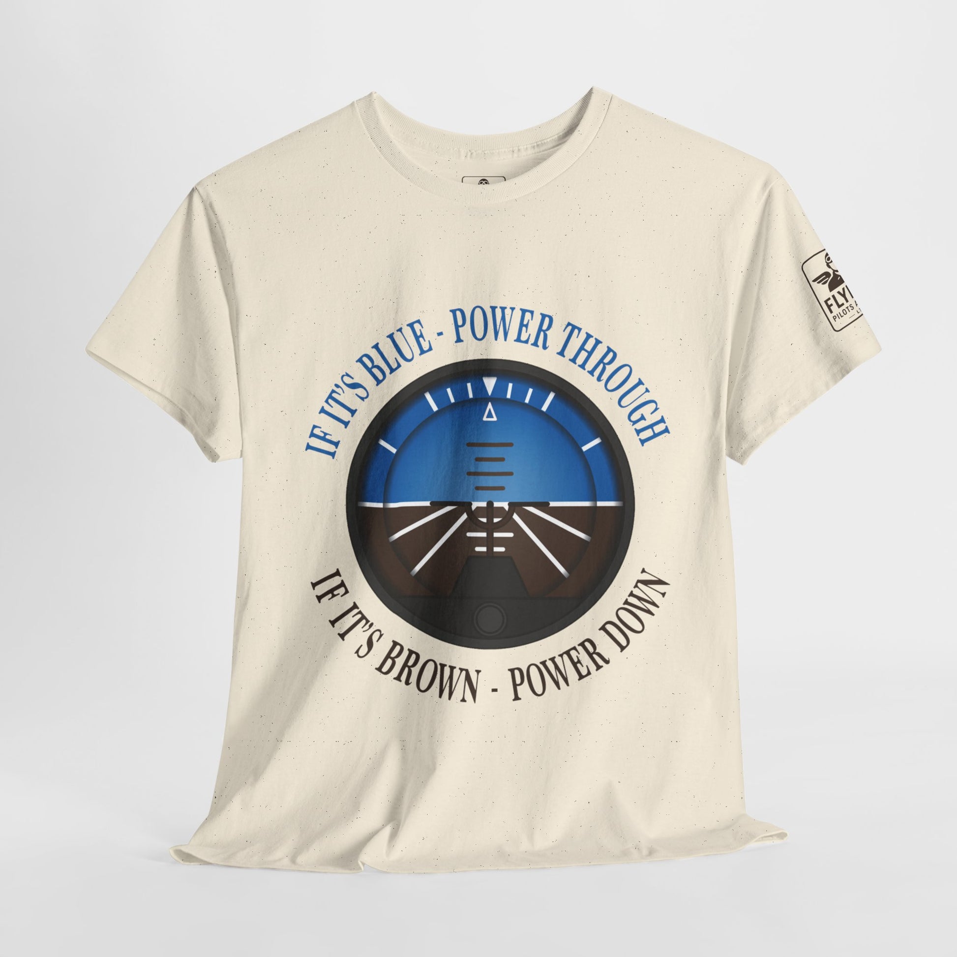 Blue, Power Through - Brown, Power Down - T-Shirt