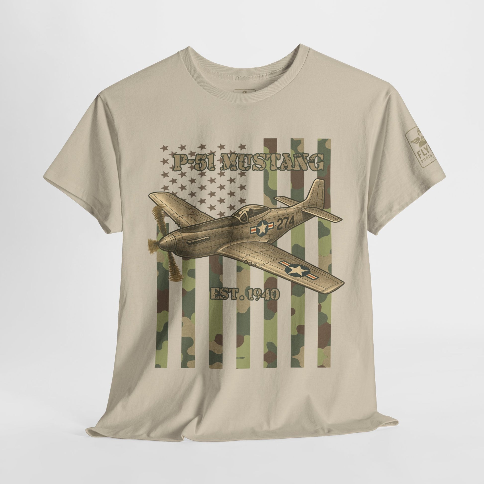 P-51 Mustang Camo Flag - T-Shirt
