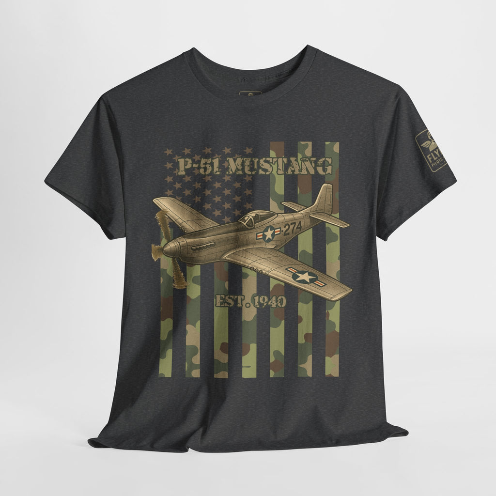 P-51 Mustang Camo Flag - T-Shirt