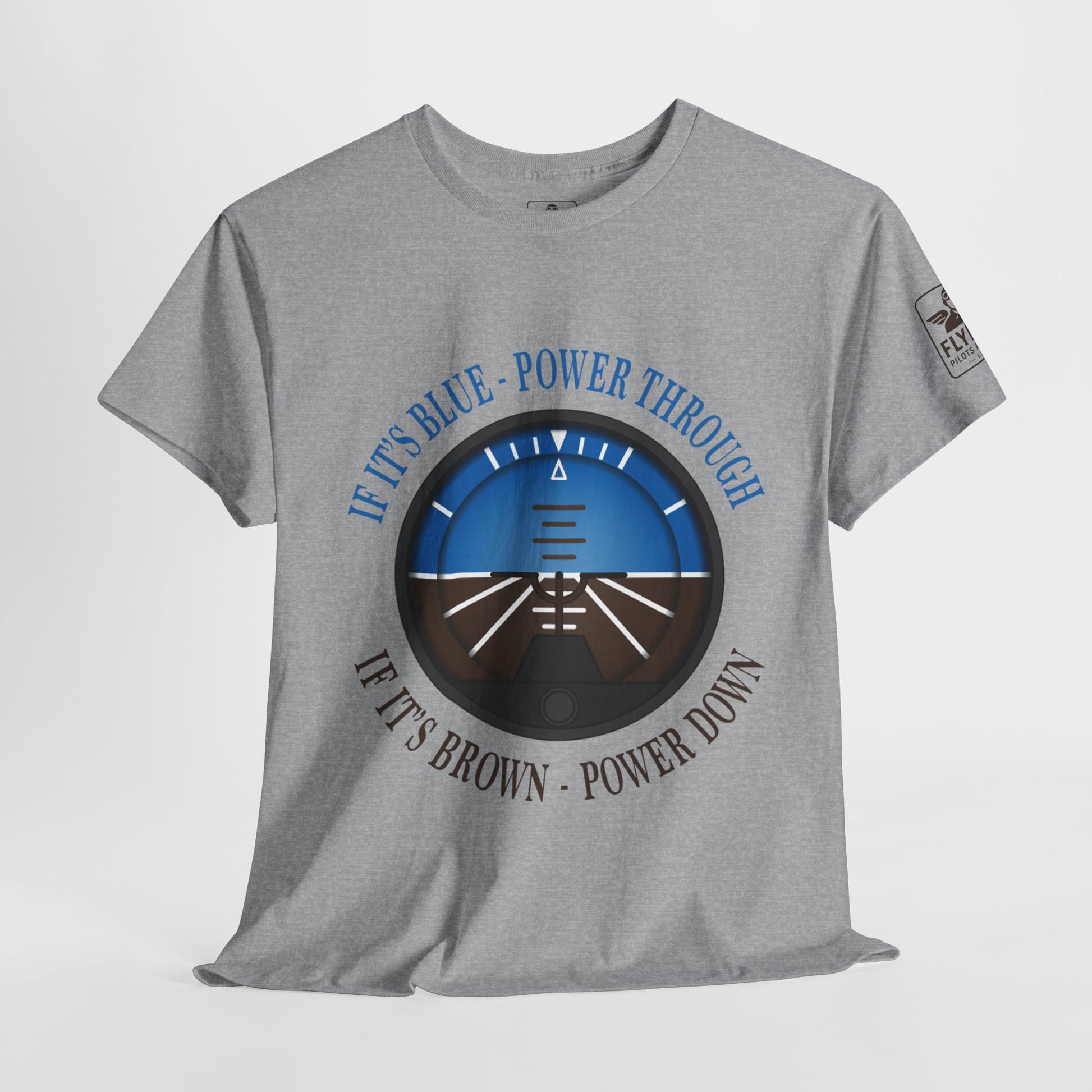 Blue, Power Through - Brown, Power Down - T-Shirt