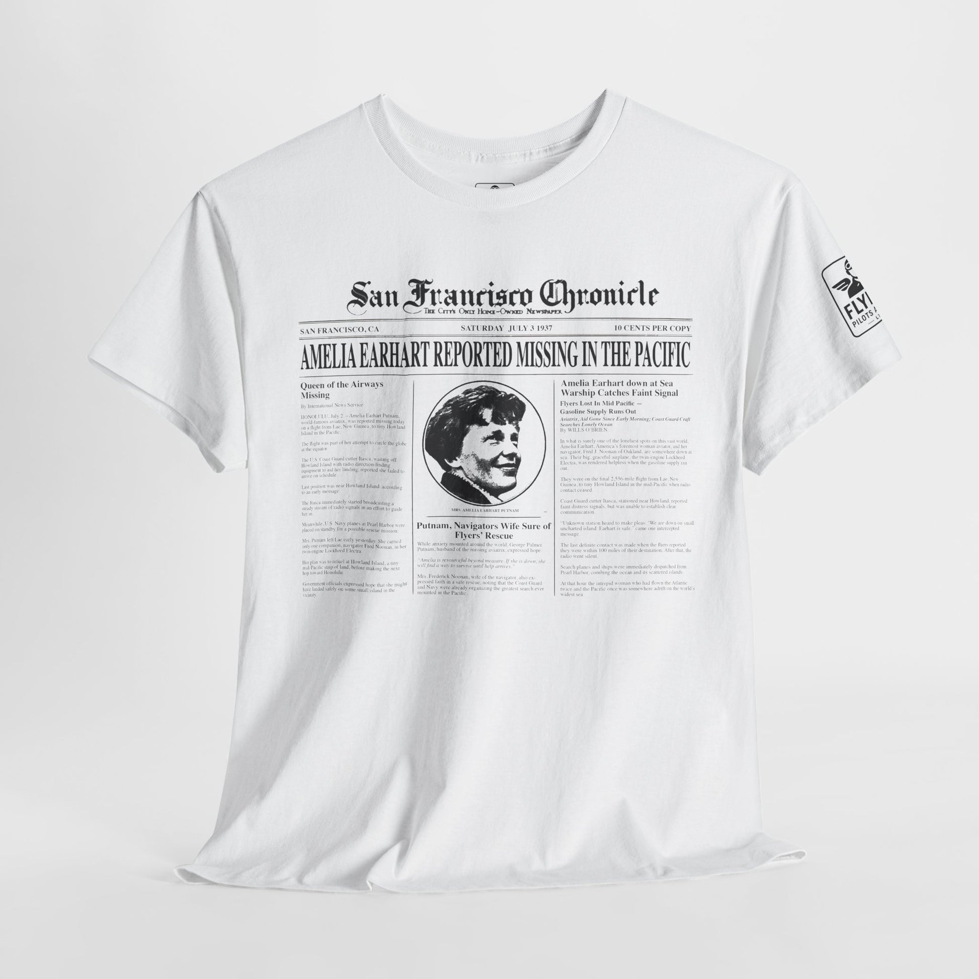 Amelia Earhart Missing News Article - T-Shirt