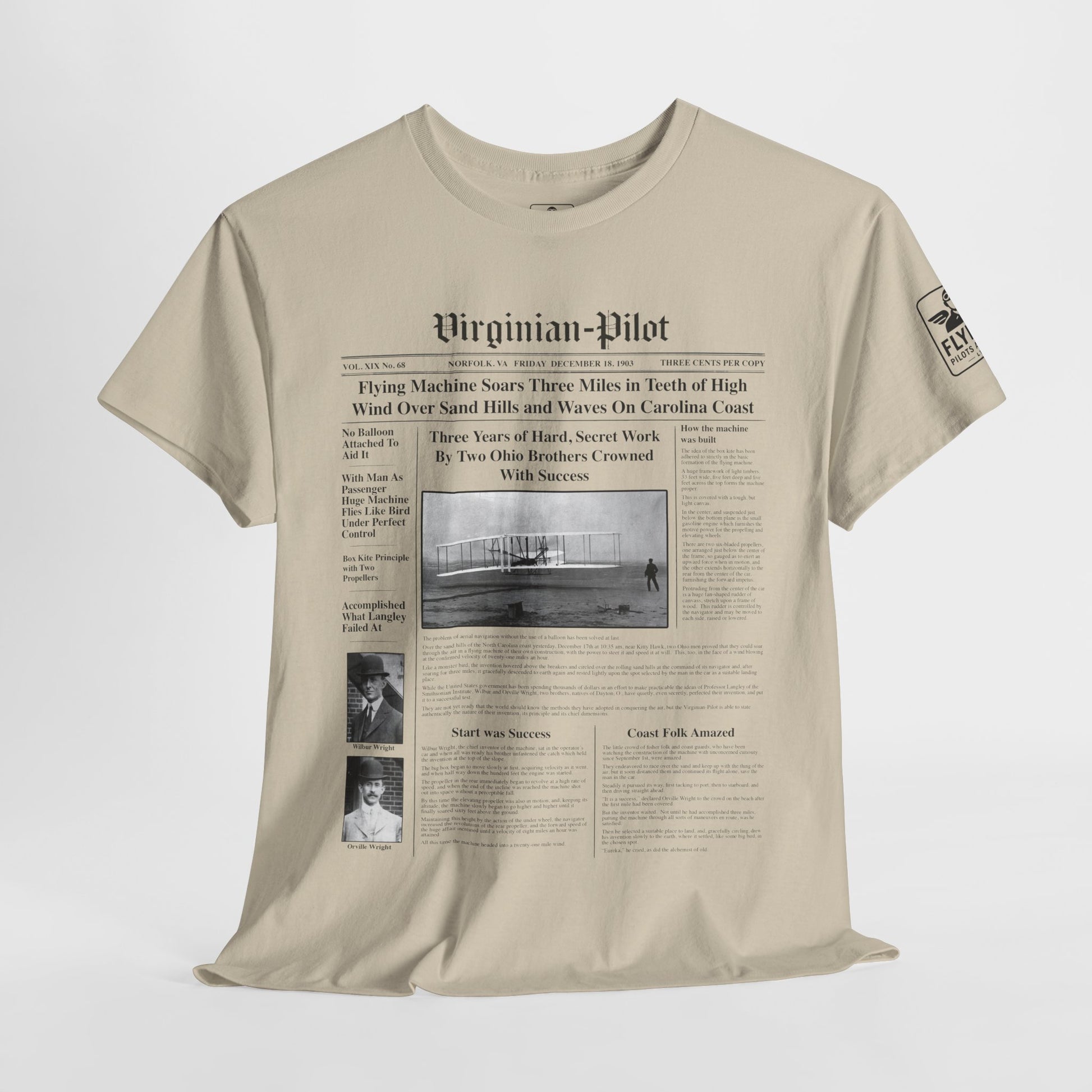 Wright Brothers First Flight News Article - T-Shirt