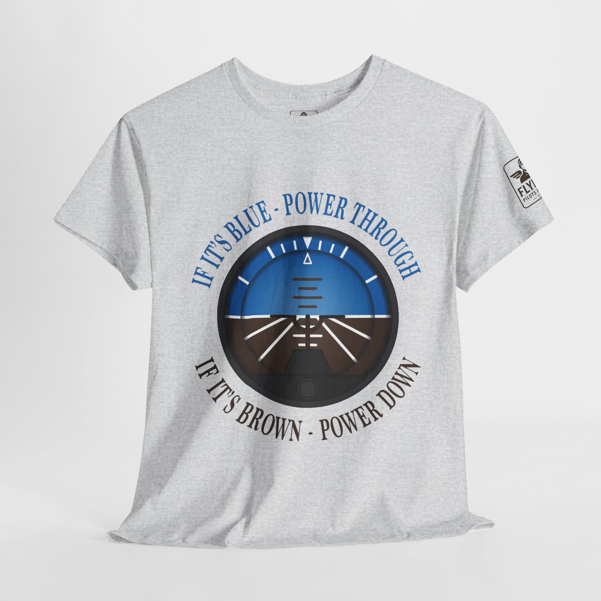 Blue, Power Through - Brown, Power Down - T-Shirt