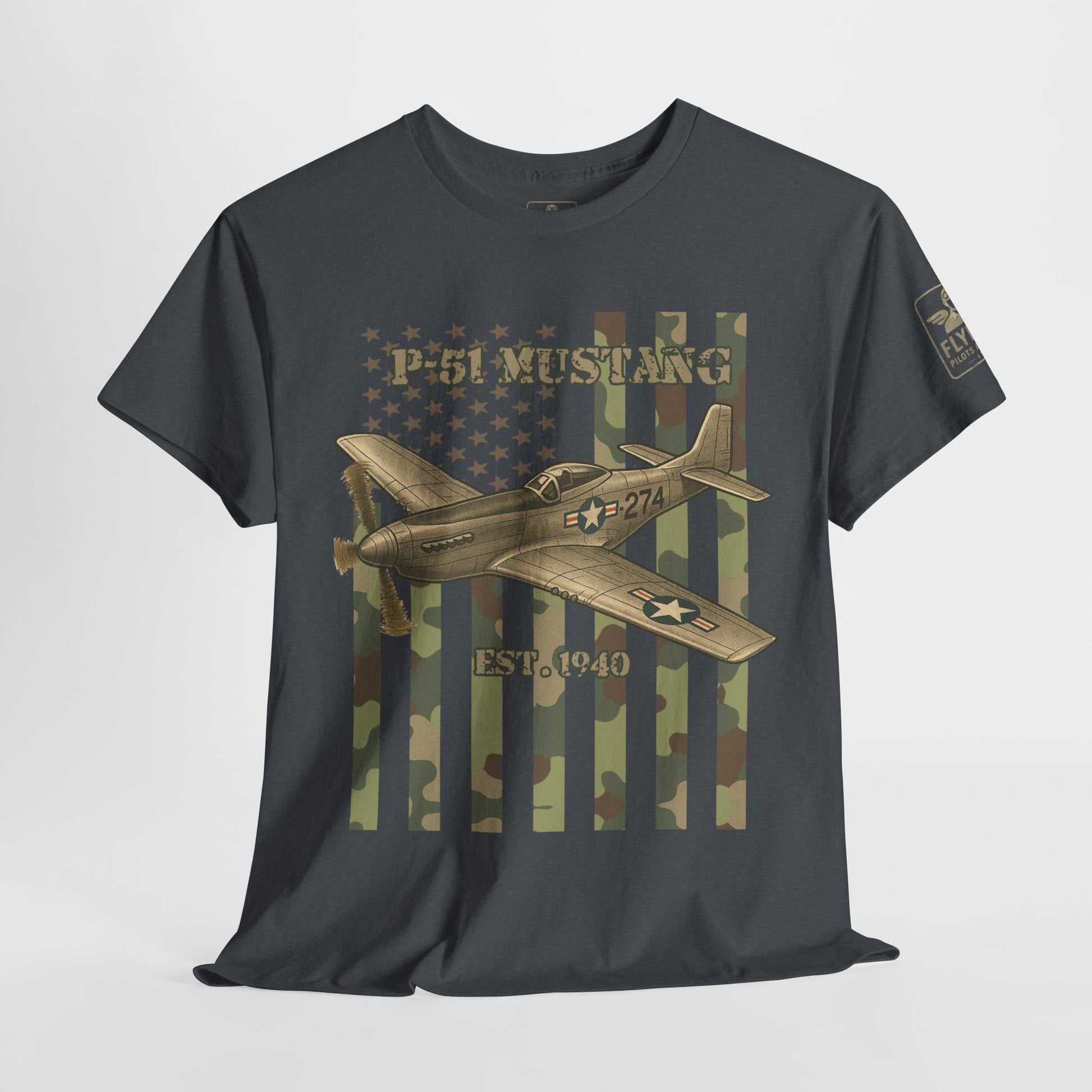 P-51 Mustang Camo Flag - T-Shirt