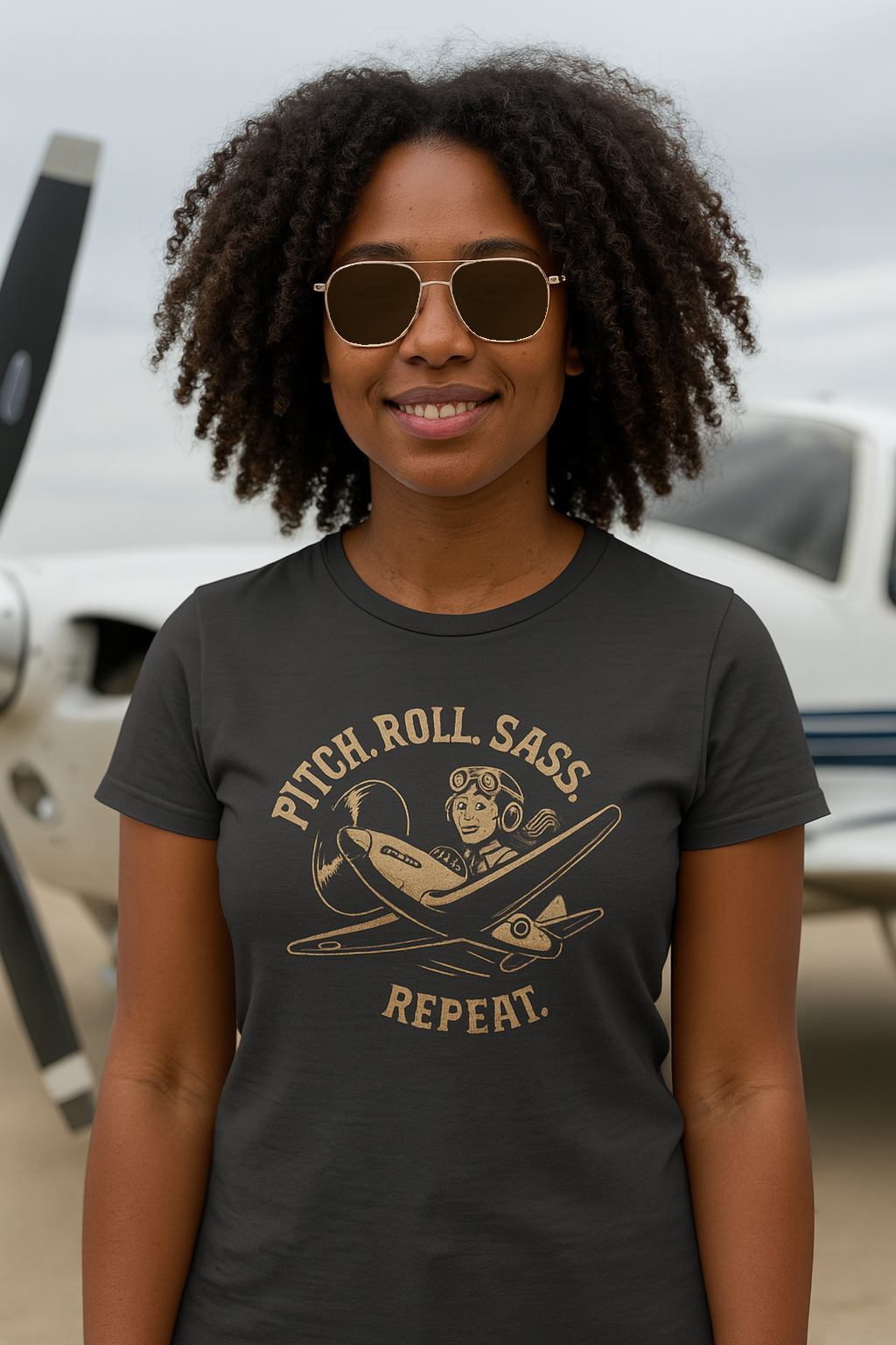 Pitch, Roll, Sass, Repeat - Ladies Crew Neck