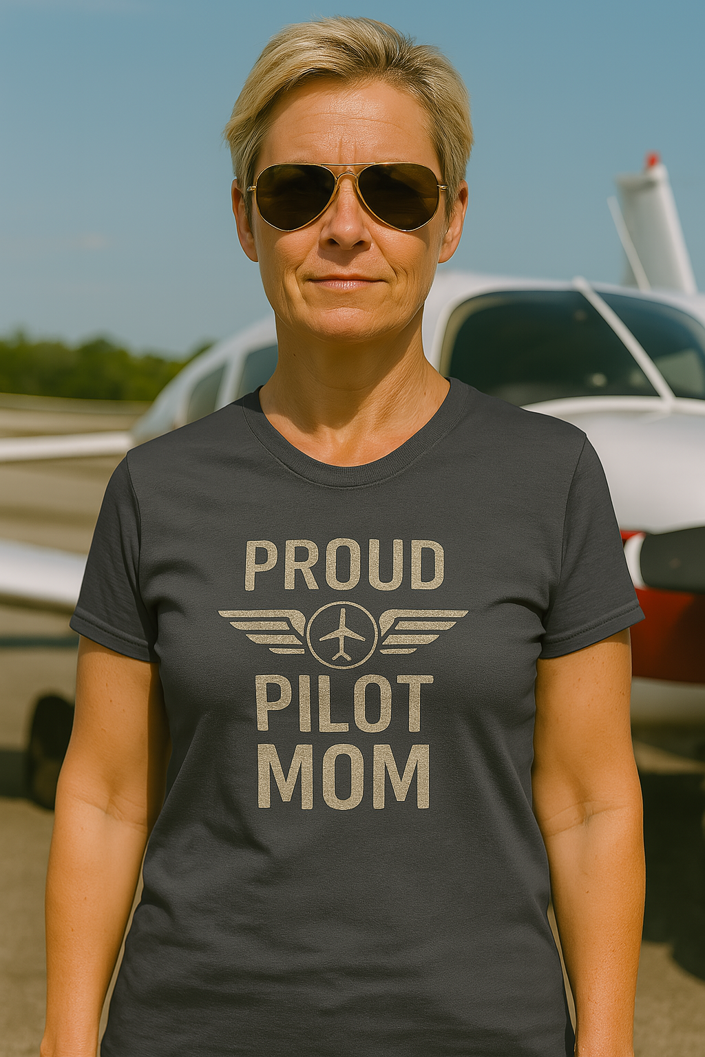 Proud Pilot Mom -  Ladies Crew Neck