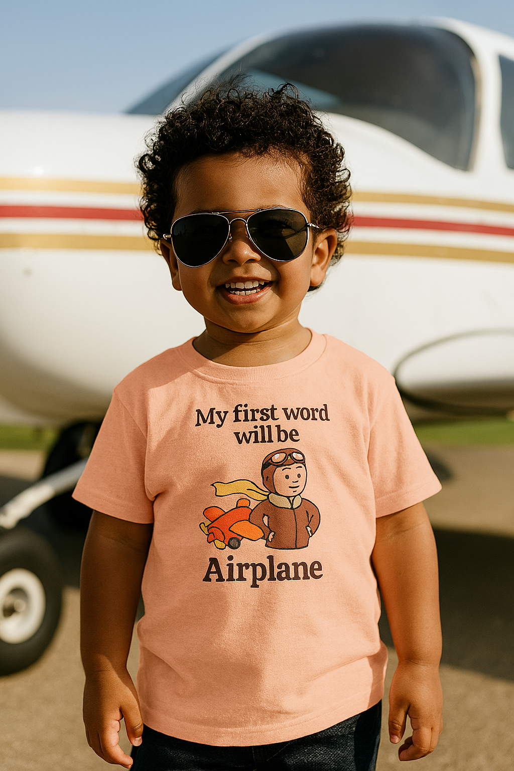 My First Word will be Airplane - Toddler Jersey T-Shirt