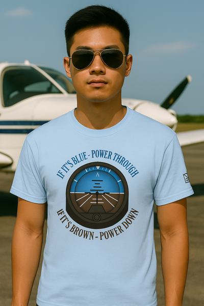 Blue, Power Through - Brown, Power Down - T-Shirt