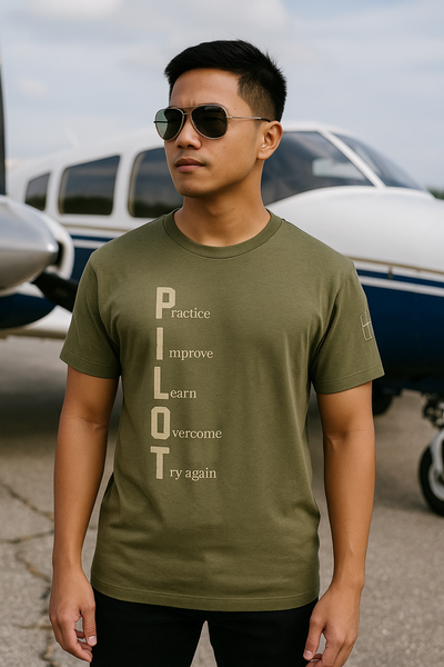 PILOT Acronym Tee – Practice. Improve. Learn. Overcome. Try Again. - T-Shirt