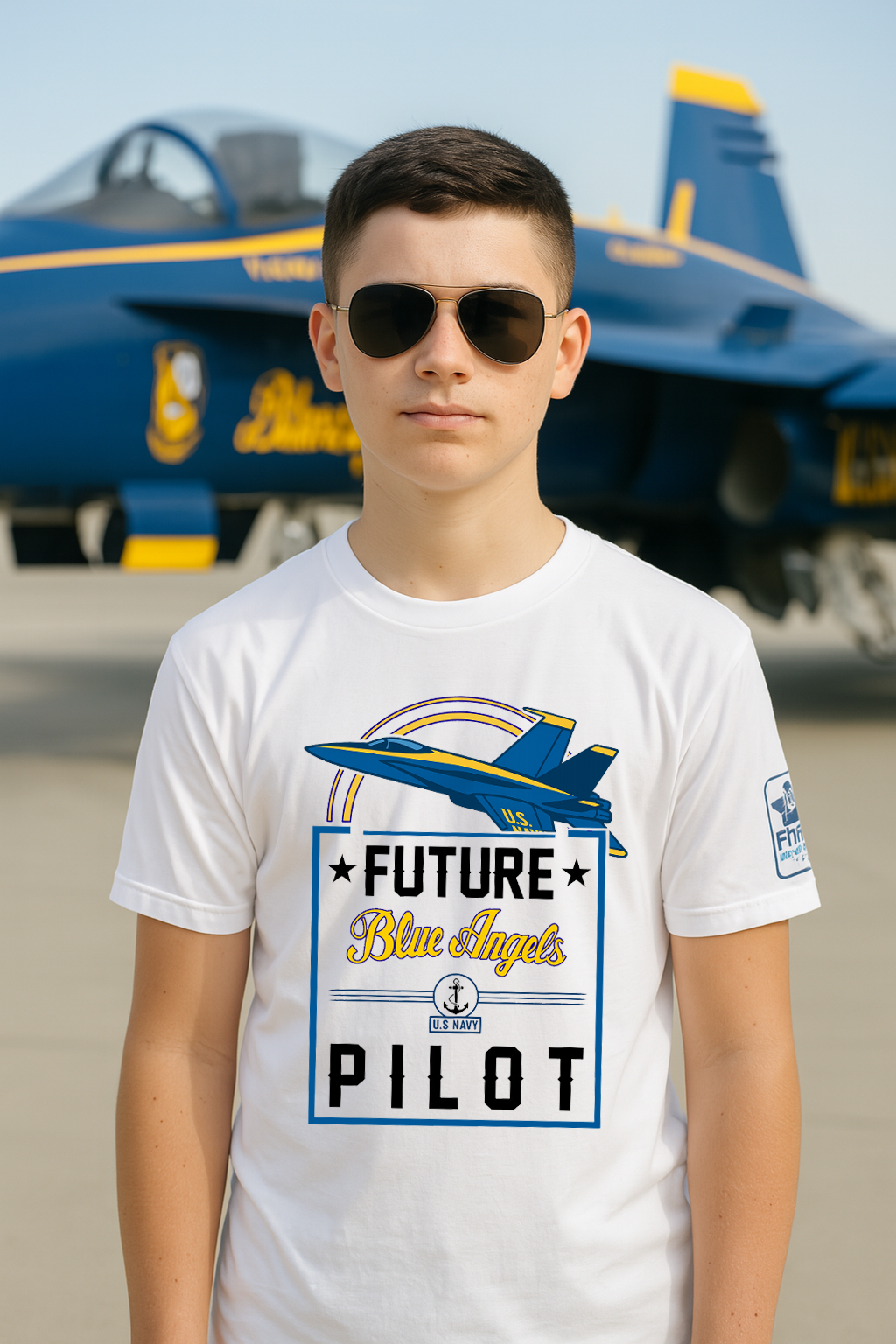 Future Blue Angels Pilot (front/back)- Young Adult/Teen Jersey Tee