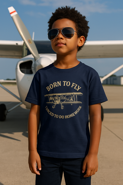 Born to Fly, Forced to do Homework - Youth Cotton Tee