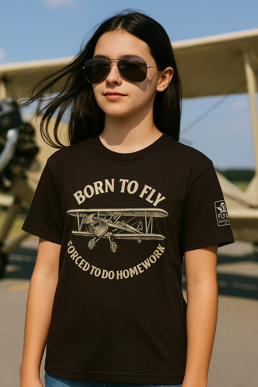 Born to fly, Forced to do homework - Teen/Young-Adult Cotton Tee
