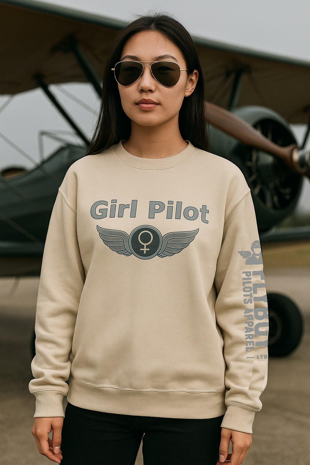 Girl Pilot - Crew Neck Sweatshirt