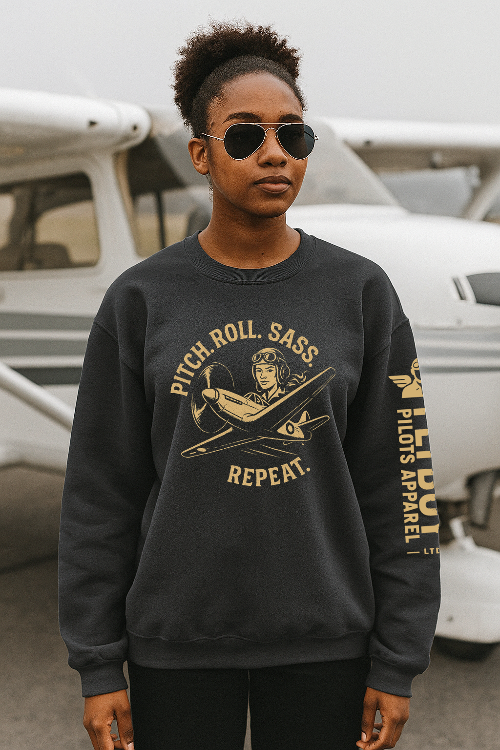 Pitch. Roll. Sass. Repeat - Crew Neck Sweatshirt