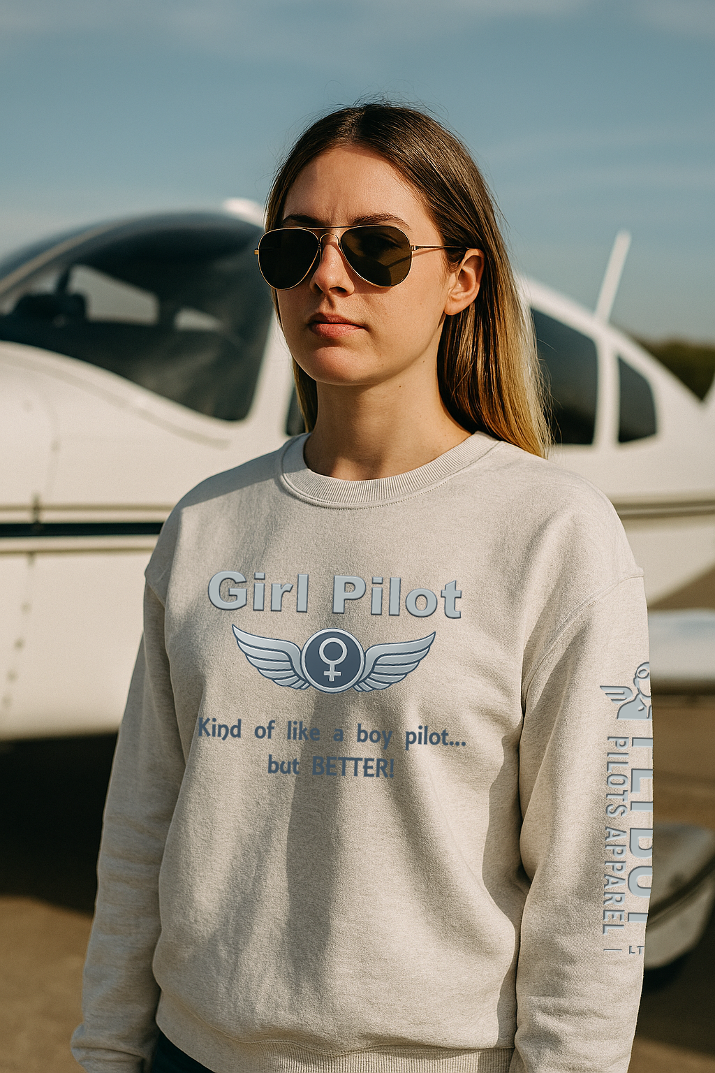Girl Pilot – Kind of Like a Boy Pilot... But BETTER - Crew Neck Sweatshirt
