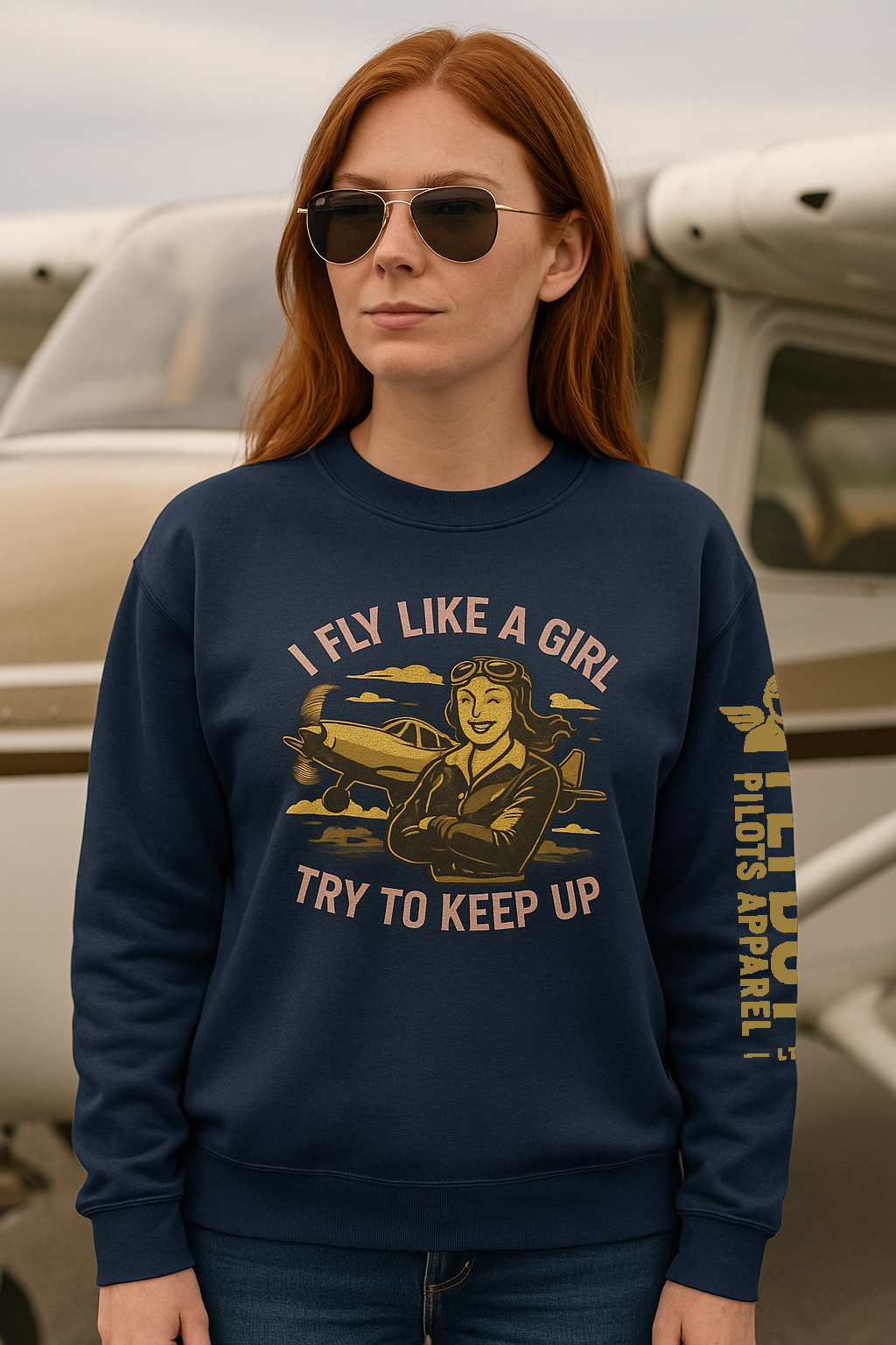 I Fly Like a Girl. Try to Keep Up - Crew Neck Sweatshirt