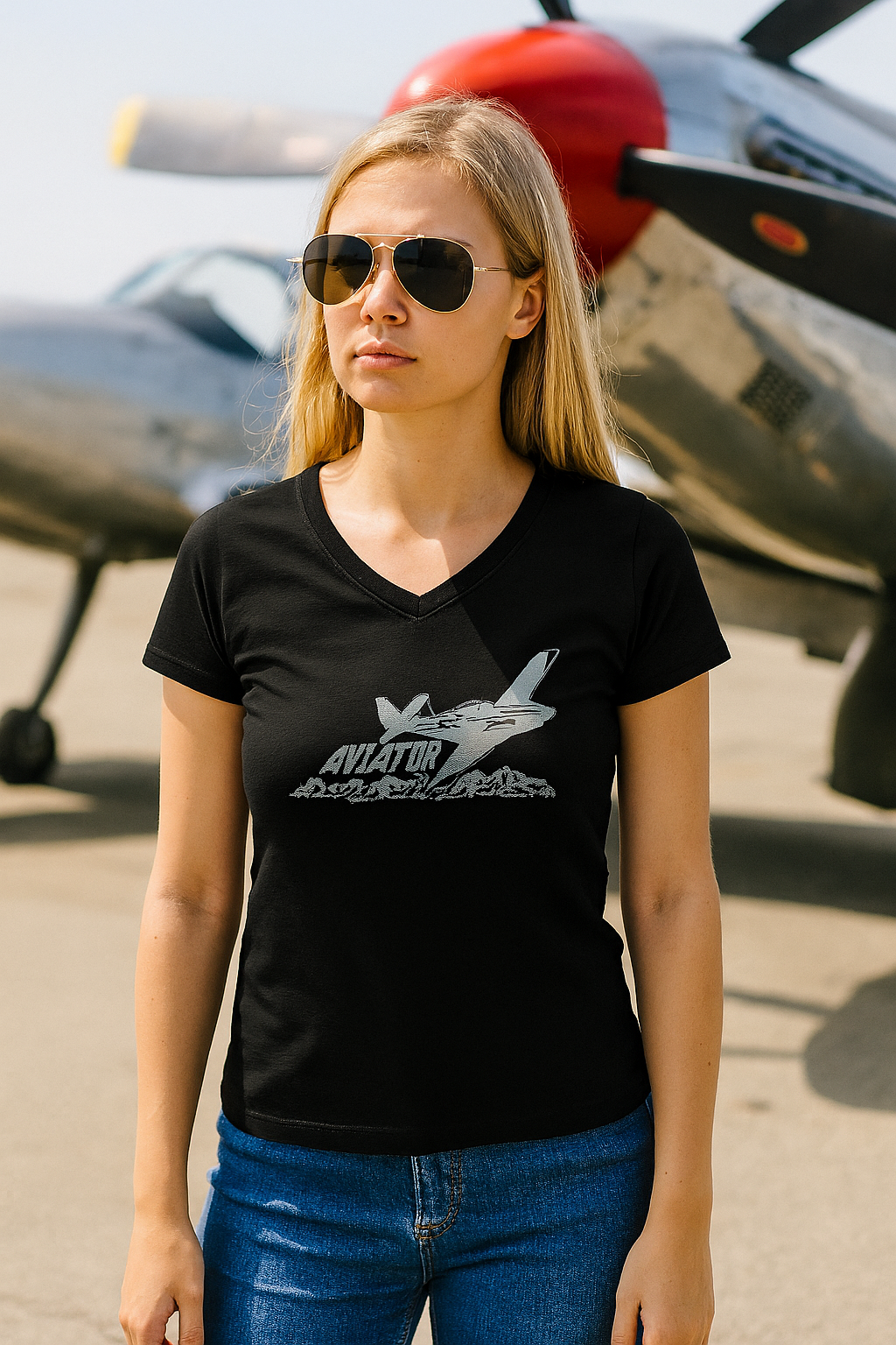 Aviator P-51 Mustang - V-Neck