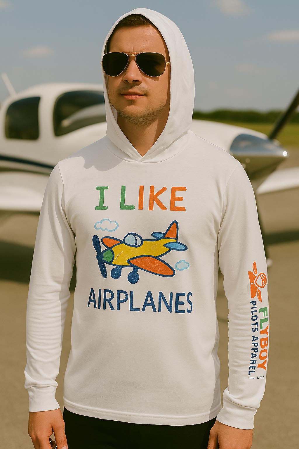 I Like Airplanes - Long Sleeve Hooded Tee