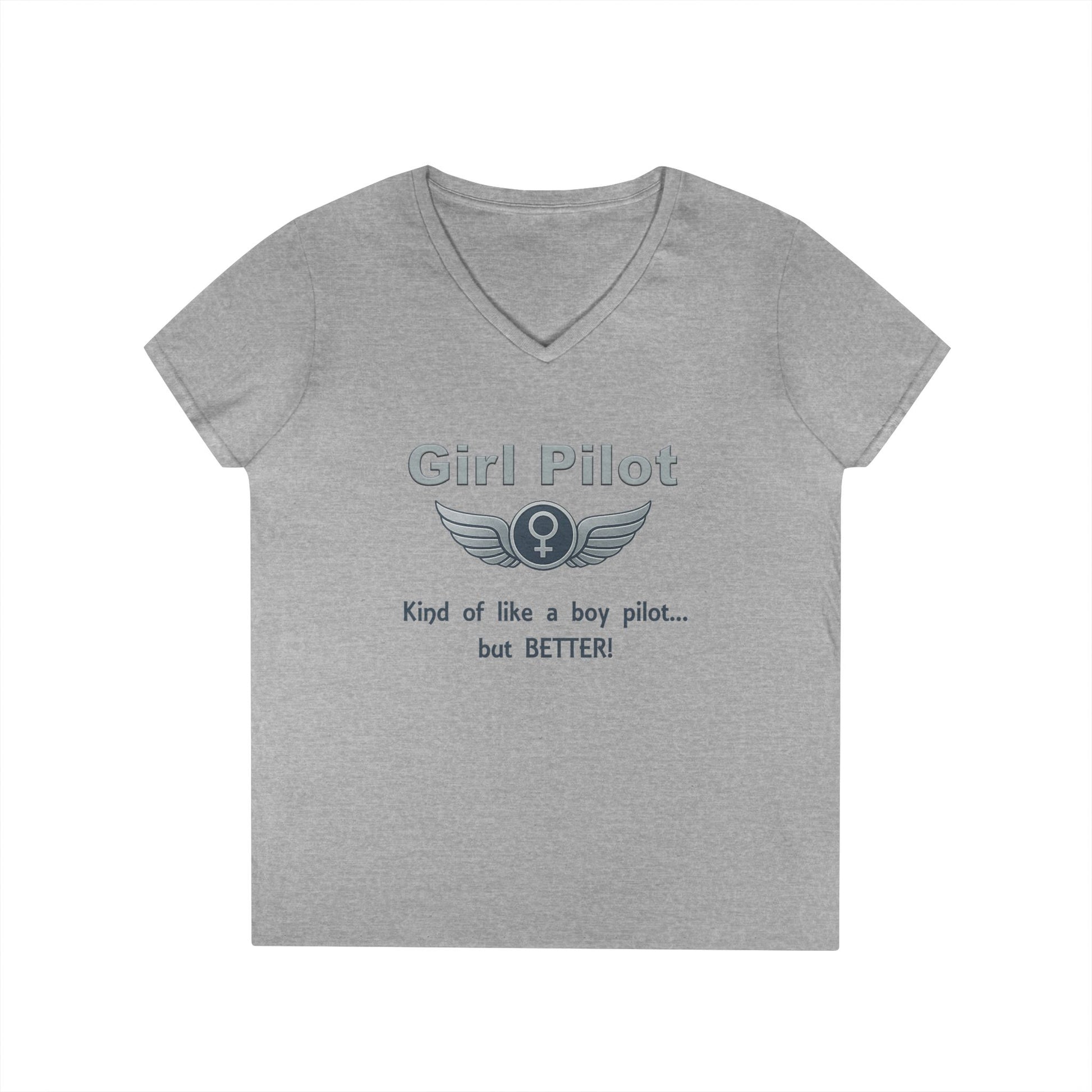 Girl Pilot. Like a boy but better! - Ladies V-Neck