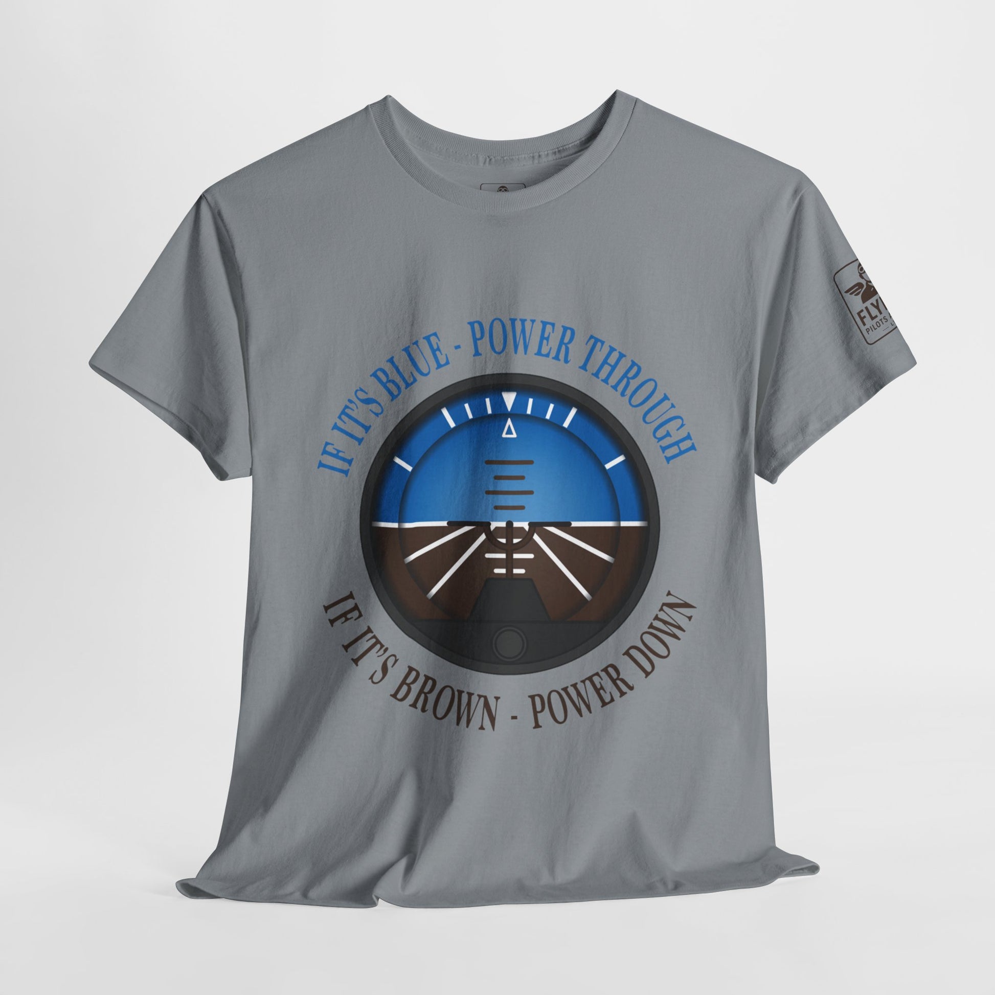Blue, Power Through - Brown, Power Down - T-Shirt