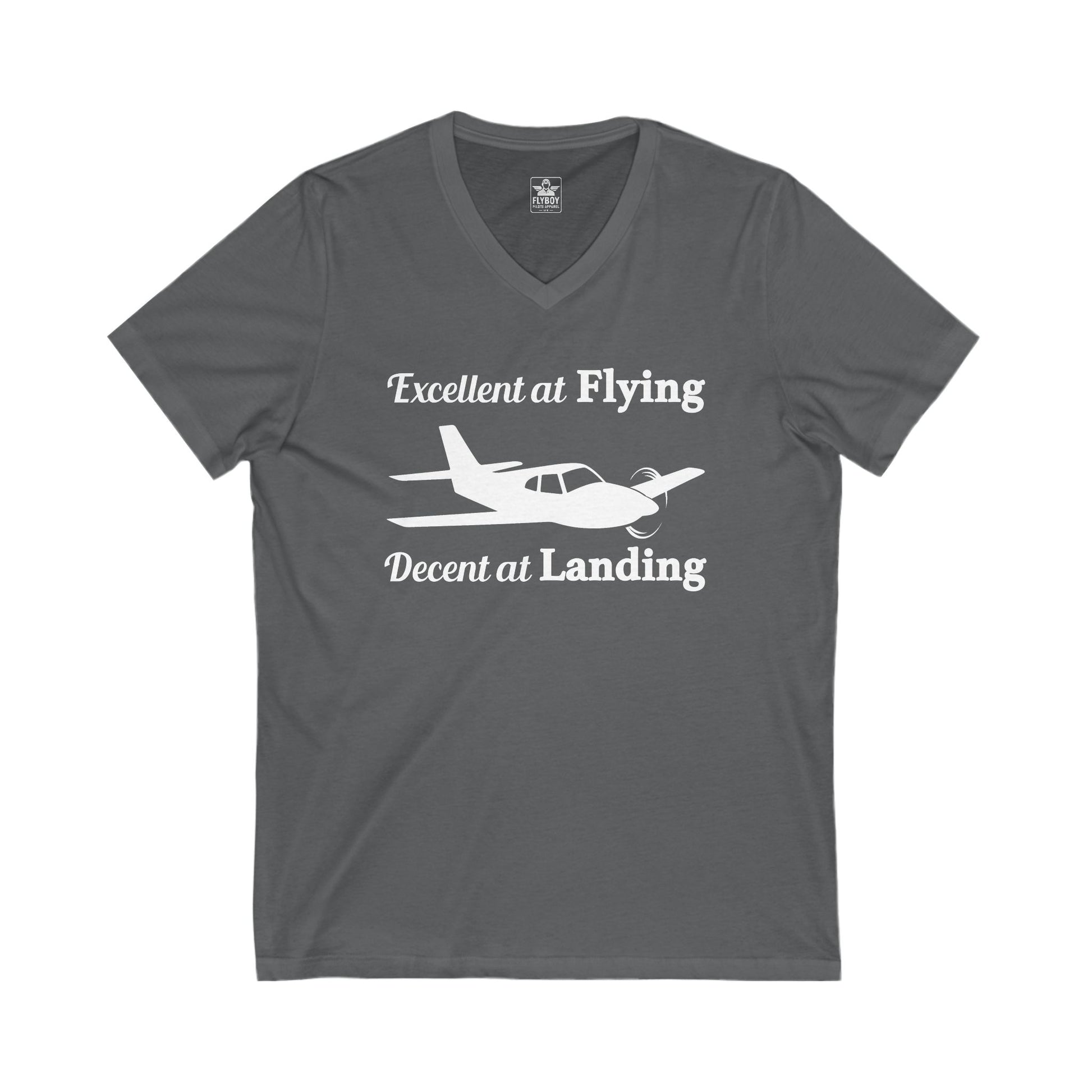 Excellent at Flying, Decent at Landing - Ladies V-Neck Tee
