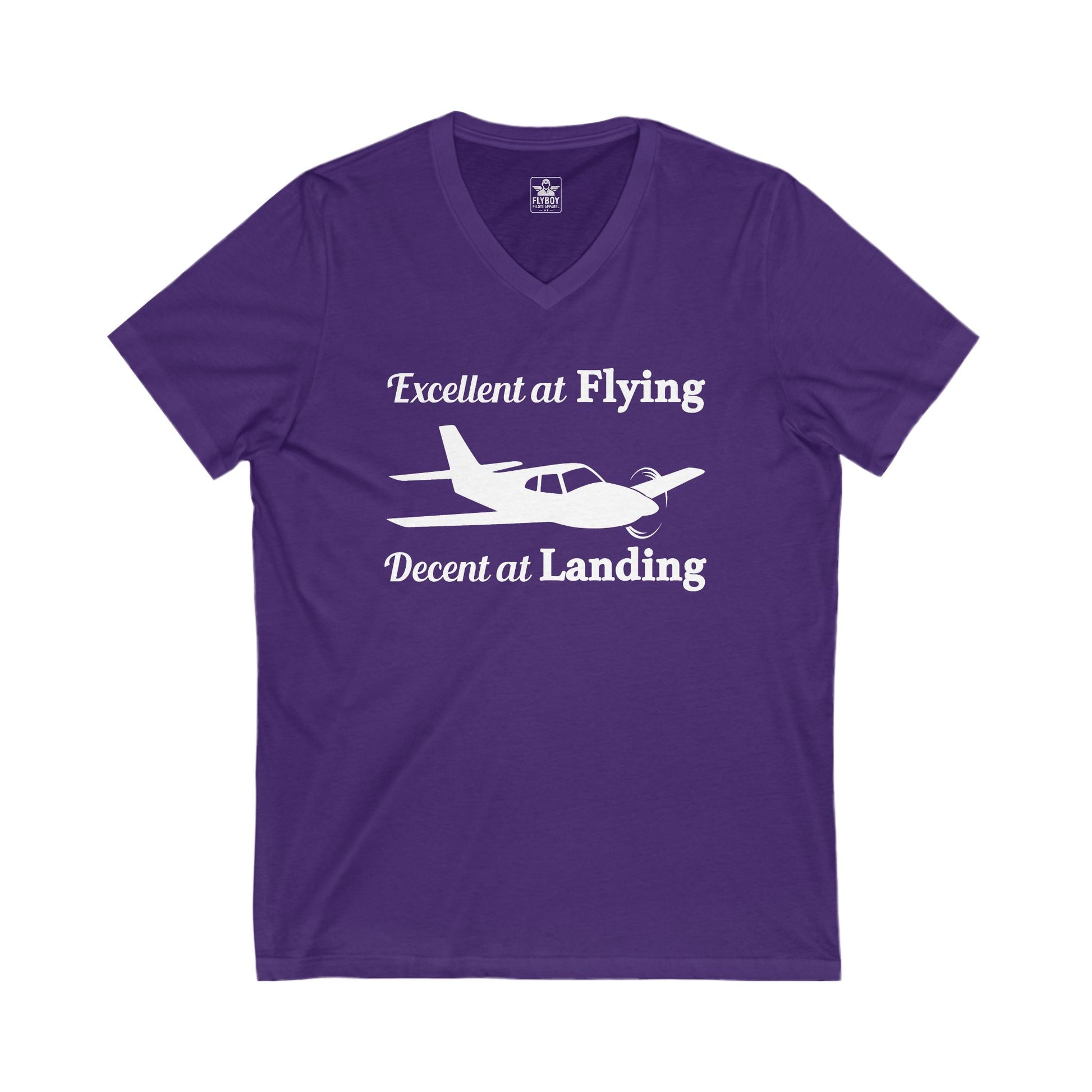 Excellent at Flying, Decent at Landing - Ladies V-Neck Tee