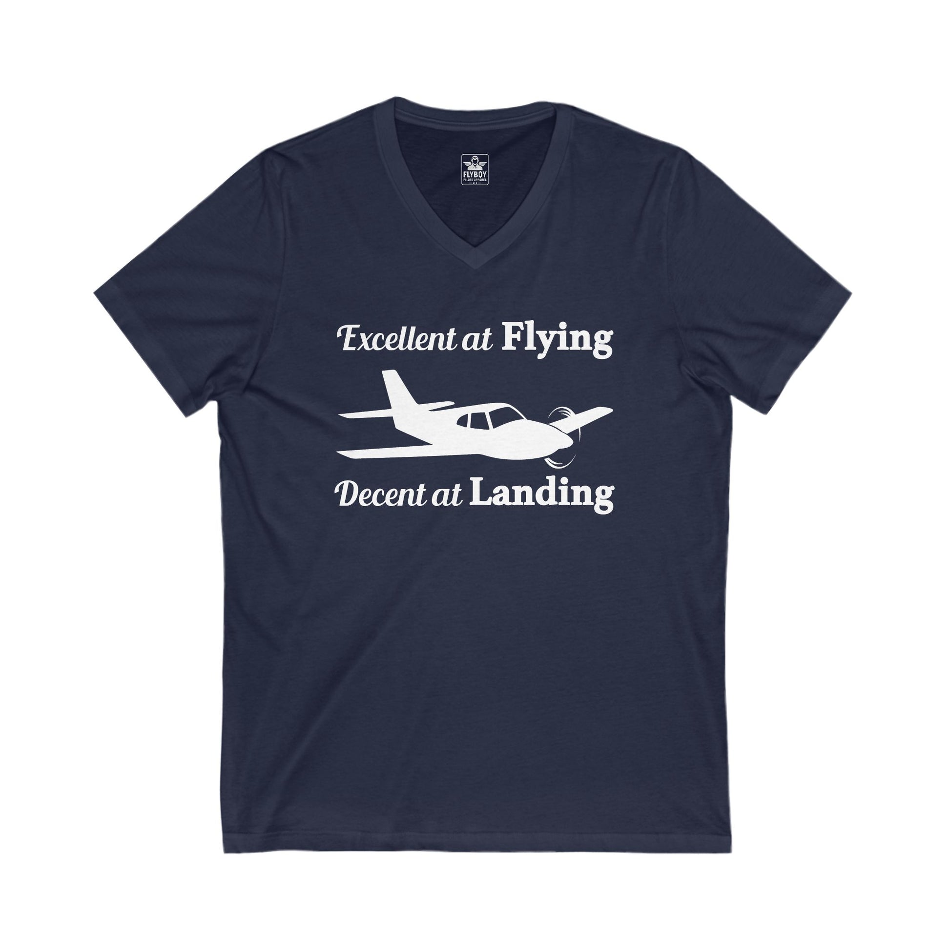 Excellent at Flying, Decent at Landing - Ladies V-Neck Tee