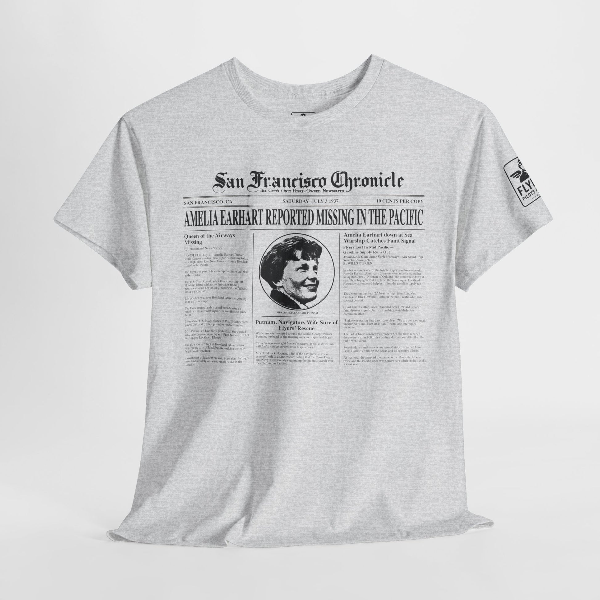 Amelia Earhart Missing News Article - T-Shirt