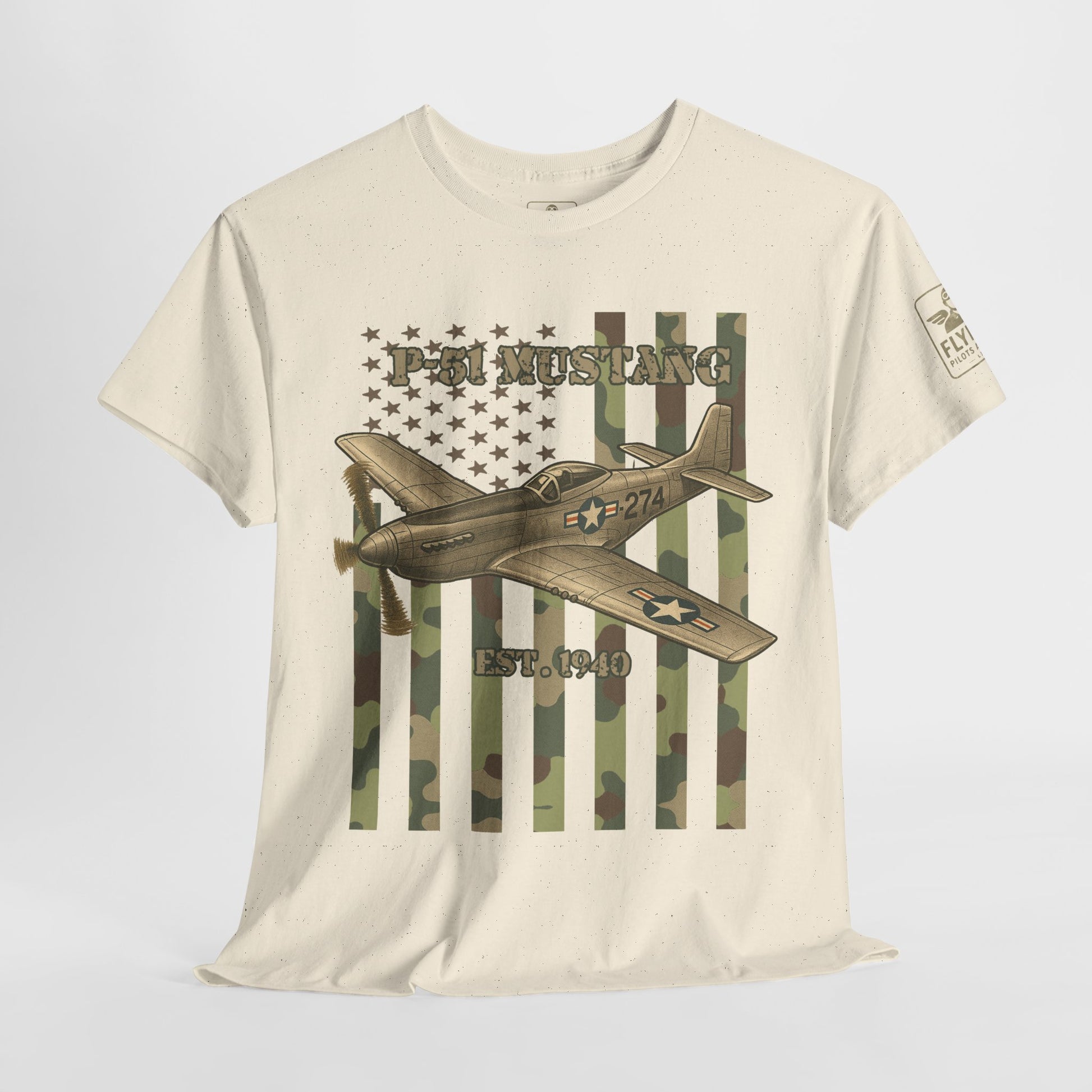 P-51 Mustang Camo Flag - T-Shirt