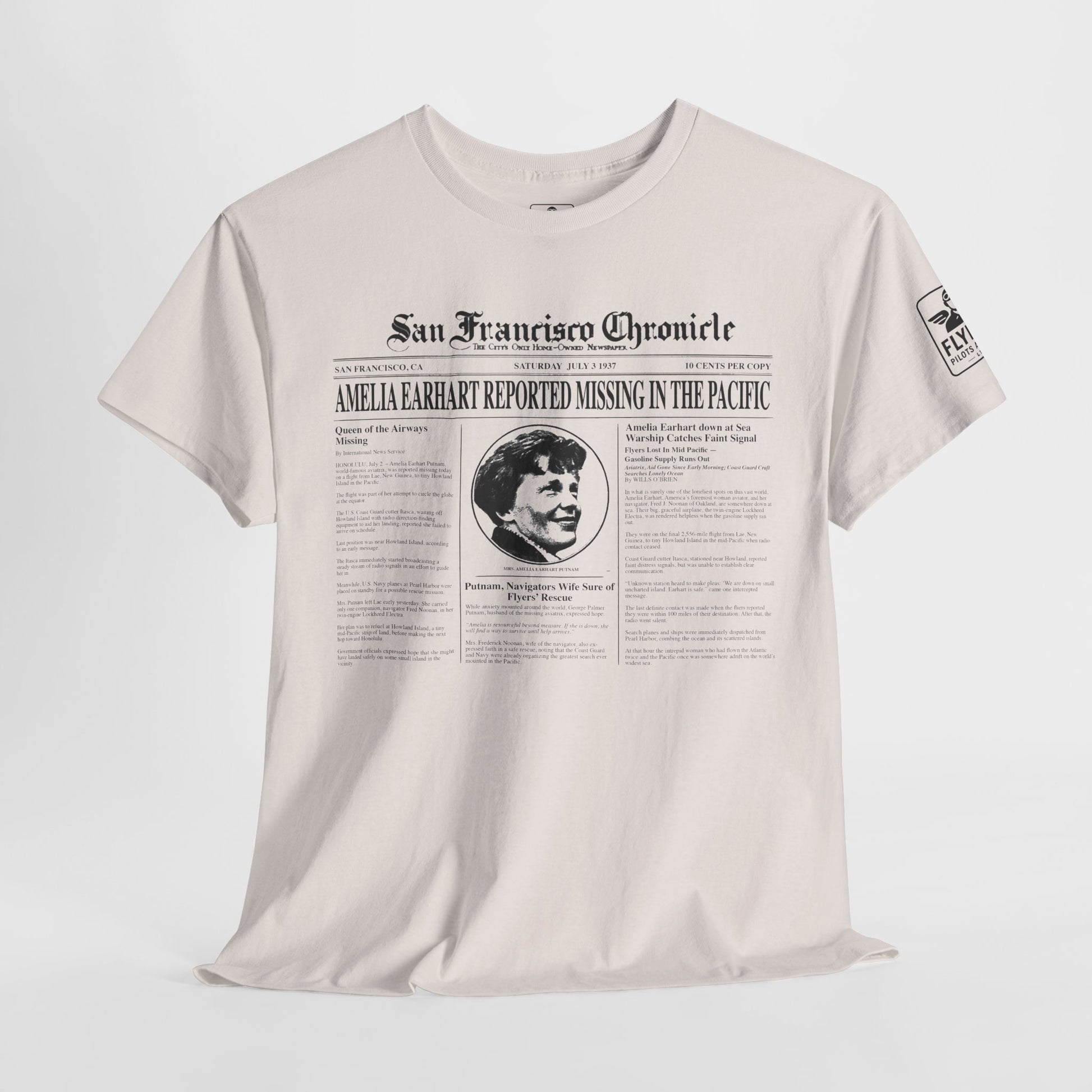 Amelia Earhart Missing News Article - T-Shirt