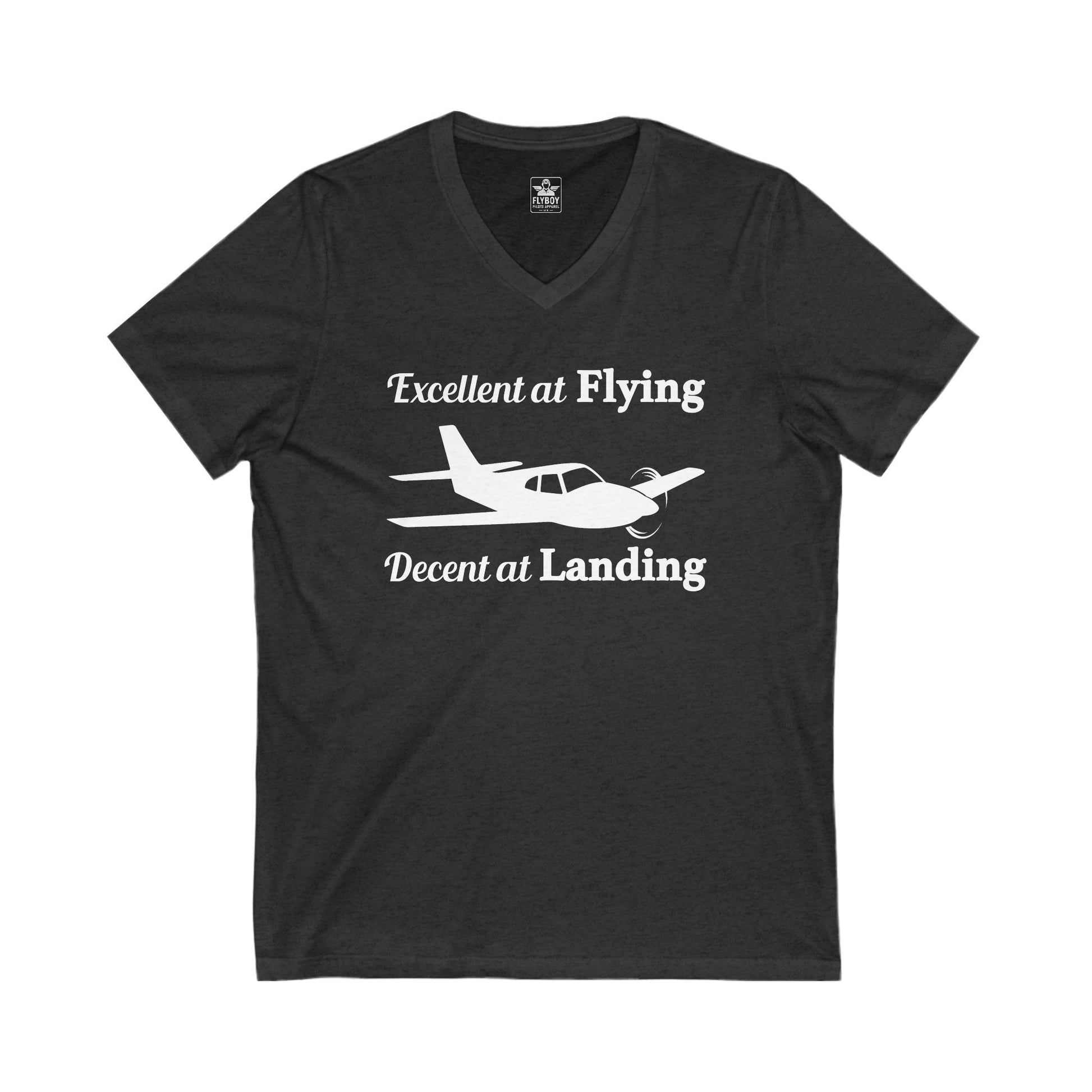 Excellent at Flying, Decent at Landing - Ladies V-Neck Tee