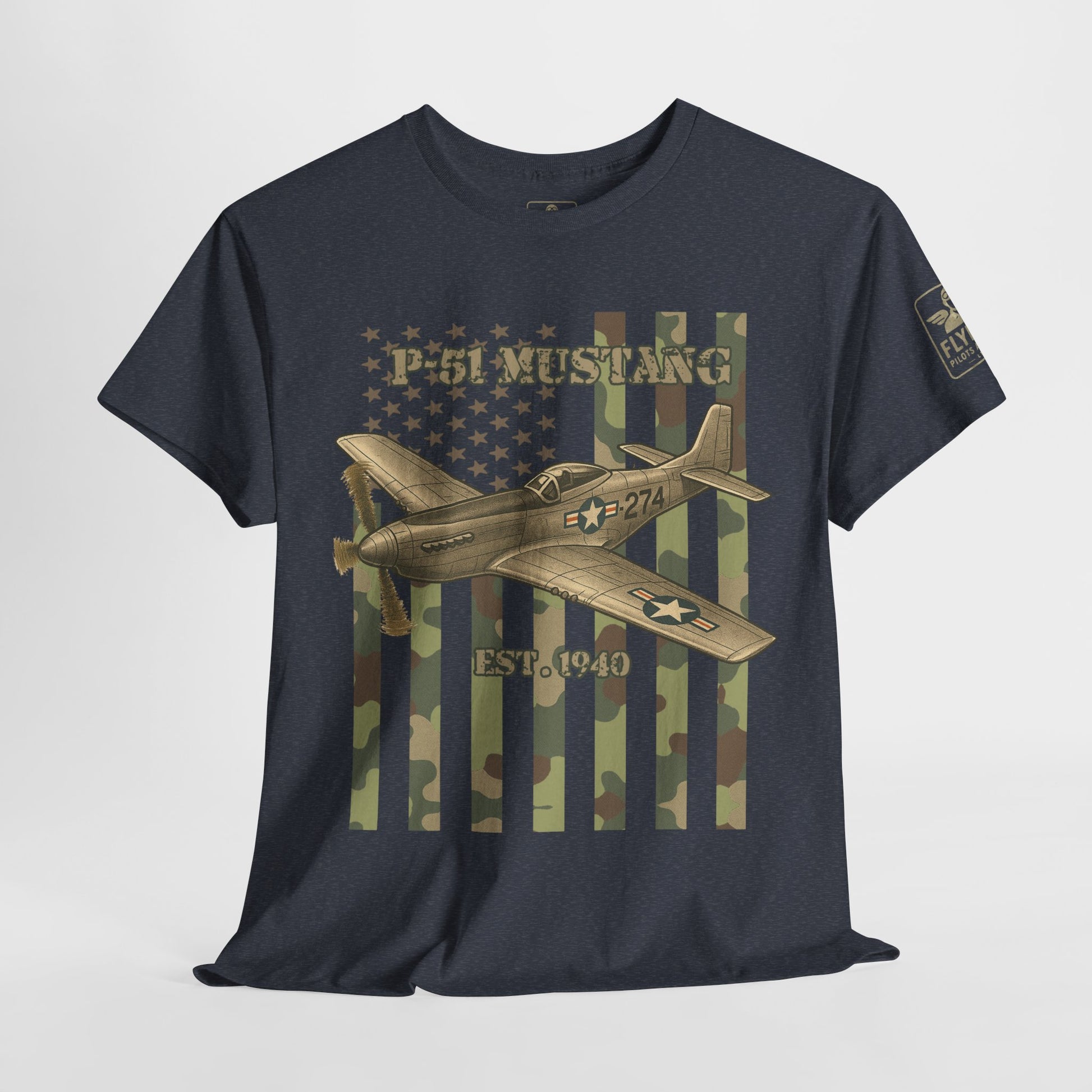 P-51 Mustang Camo Flag - T-Shirt