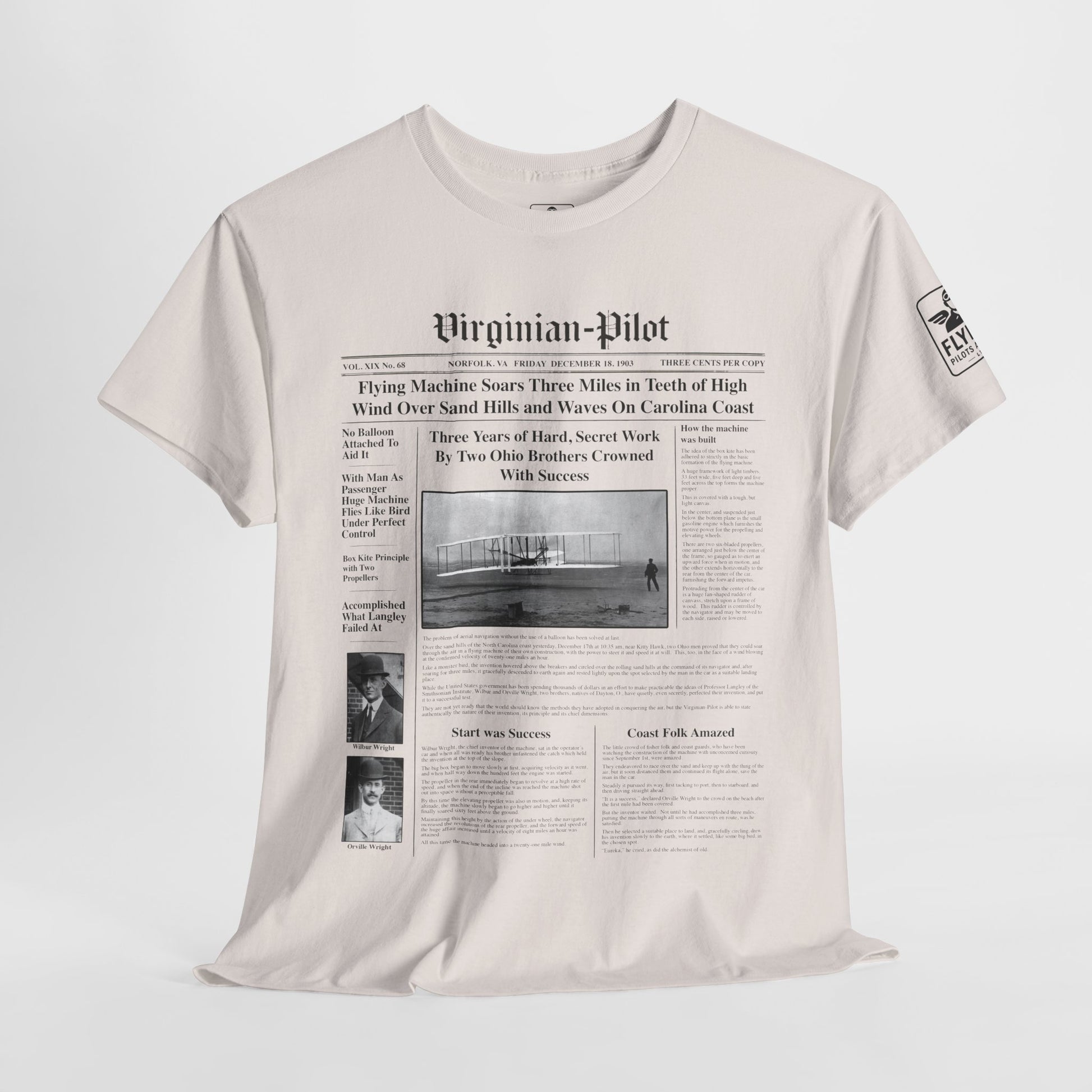 Wright Brothers First Flight News Article - T-Shirt